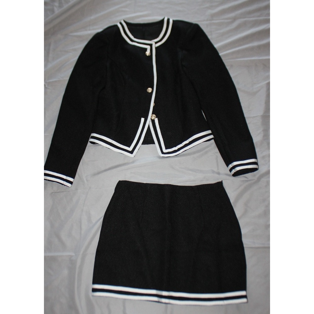 Women's Ladies Skirt Blazer Set Black And White size Small